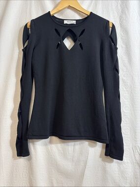 Bailey 44 Black Cut Out Neck Detail Top Size S